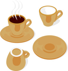 isolated espresso cups and saucers