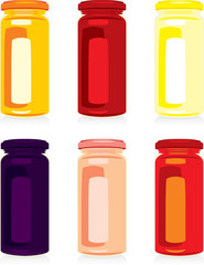 isolated jam jars set