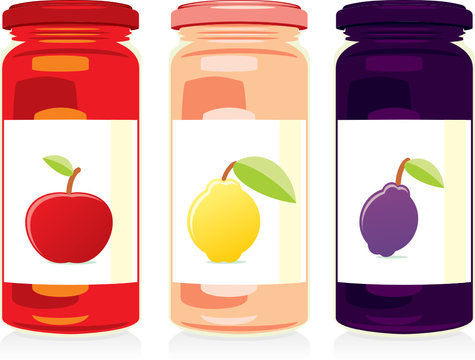 isolated jam jars set
