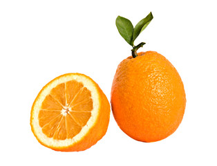 Fototapeta na wymiar Orange and its section isolated on white background