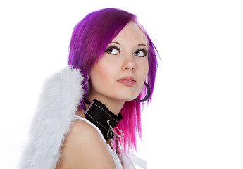 Attractive Emo Girl with Angel Wings