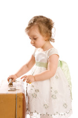 Toddler with suitcase