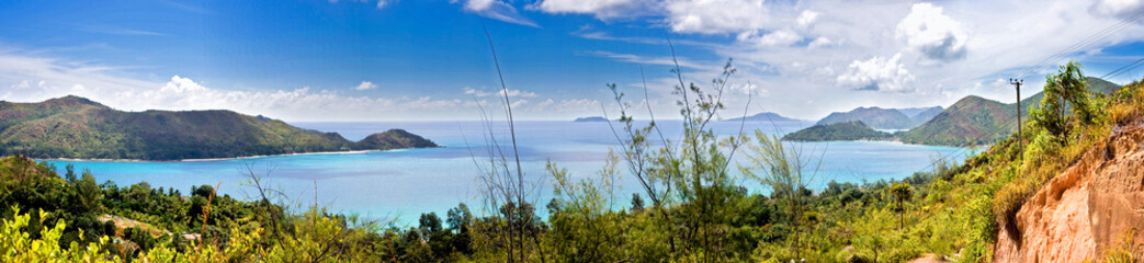 180° panorama of island Praslin , Seychelles