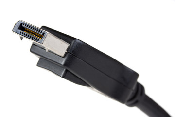 Detail eines HDMI-Steckers isoliert auf wei&szlig;em Hintergrund