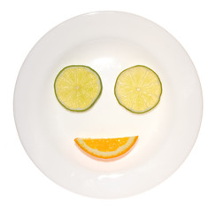 Smile from a lime and orange