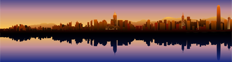 Naklejka premium Panoramę Hongkongu