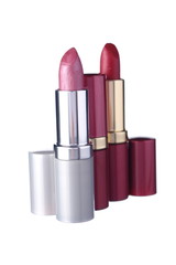 Obraz premium Red and Pink Lipstick isolated on white background