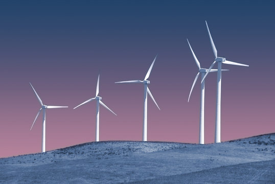 Stark White Power Generating Windmills