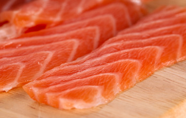 Slices of salmon, close-up