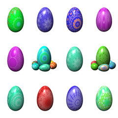 easter eggs isolated on the white
