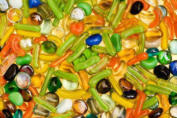 Close up of colourful background with many beads