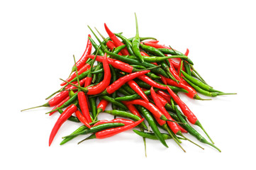 Red chili peppers isolated on the white
