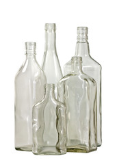 group of glass bootle on white#2