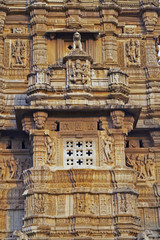 Fototapeta na wymiar Ornate stone victory tower at Chittaugarh in Rajasthan, India
