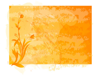 Vector illustration, orange background with floral motives
