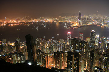 Naklejka premium Hongkong Skyline at night