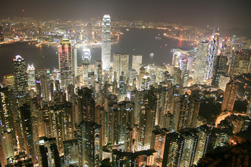 Naklejka premium Hongkong Skyline at night