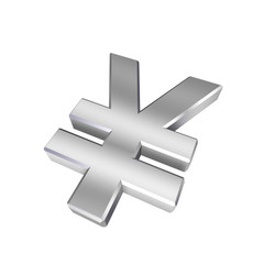 Obraz premium Chrome Yen sign isolated on white