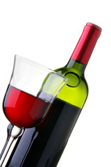 Glass and bottle of red wine