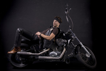 motorcycle and young man