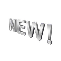 Chrome new sign isolated on white.