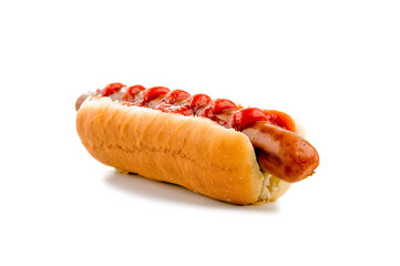 Classic hot-dog with ketchup - obrazy, fototapety, plakaty