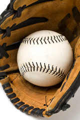 Baseball ball and glove