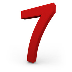Number Seven on White Background