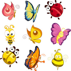 Butterfly ,ladybug and bee