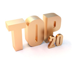 isolated 3d golden text "TOP 20"