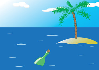 Palma growing on the island in the ocean.