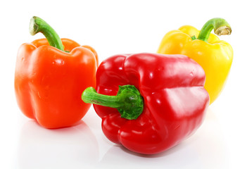 Three colored paprika isolated