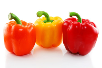 Three colored paprika isolated
