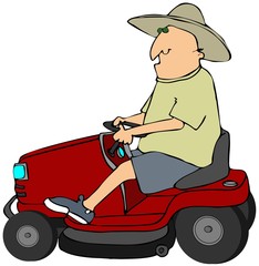 Man On A Riding Lawnmower