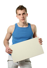 Young Man with Copy Space Billboard