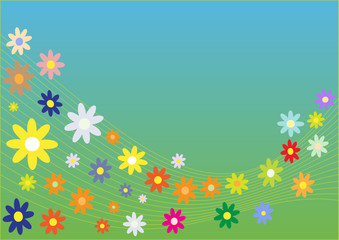 Flowers in the field vector abstract illustration