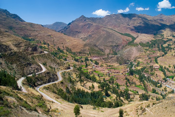View of the Urubamba valley from the Pisac ruins, Sacred Valley, - obrazy, fototapety, plakaty