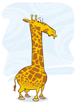 Illustration of funny surprised giraffe