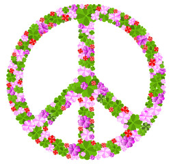 Peace sign made with flowers