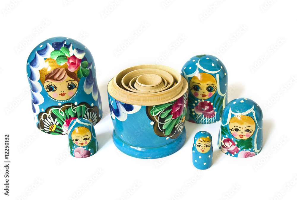 Wall mural Russian dolls isolated