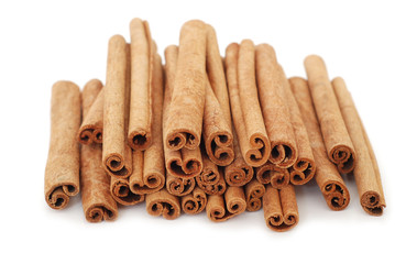 Cinnamon sticks isolated on white