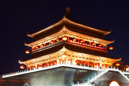 Drum tower at night, Xi'an, China