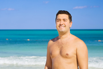 happy man on the beach