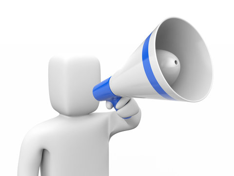Man speaks in megaphone