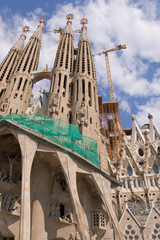 Fototapeta premium unfinished gothic cathedral Sagrada Familia in Barcelona, Spain