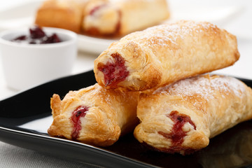 French cakes with fruity filling