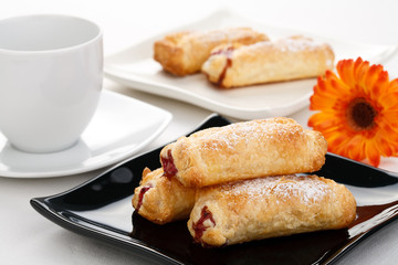 French cakes with fruity filling