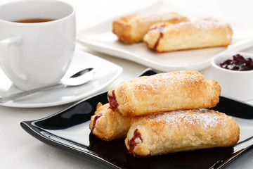 French cakes with fruity filling