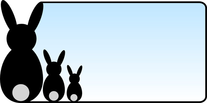 osterkarte im querformat mit drei hasen