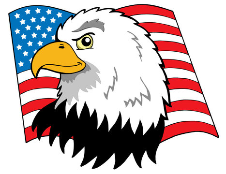 American eagles head with flag